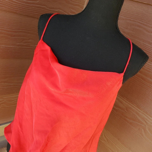 Glam Red Silky Satin Spaghetti Strap Camisole Size Small - Picture 3 of 8